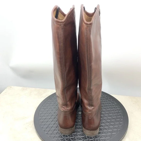 Frye Melissa Button 2 Boots Women Size 10 Shoes Brown Leather Tall Pull On - Picture 5 of 10